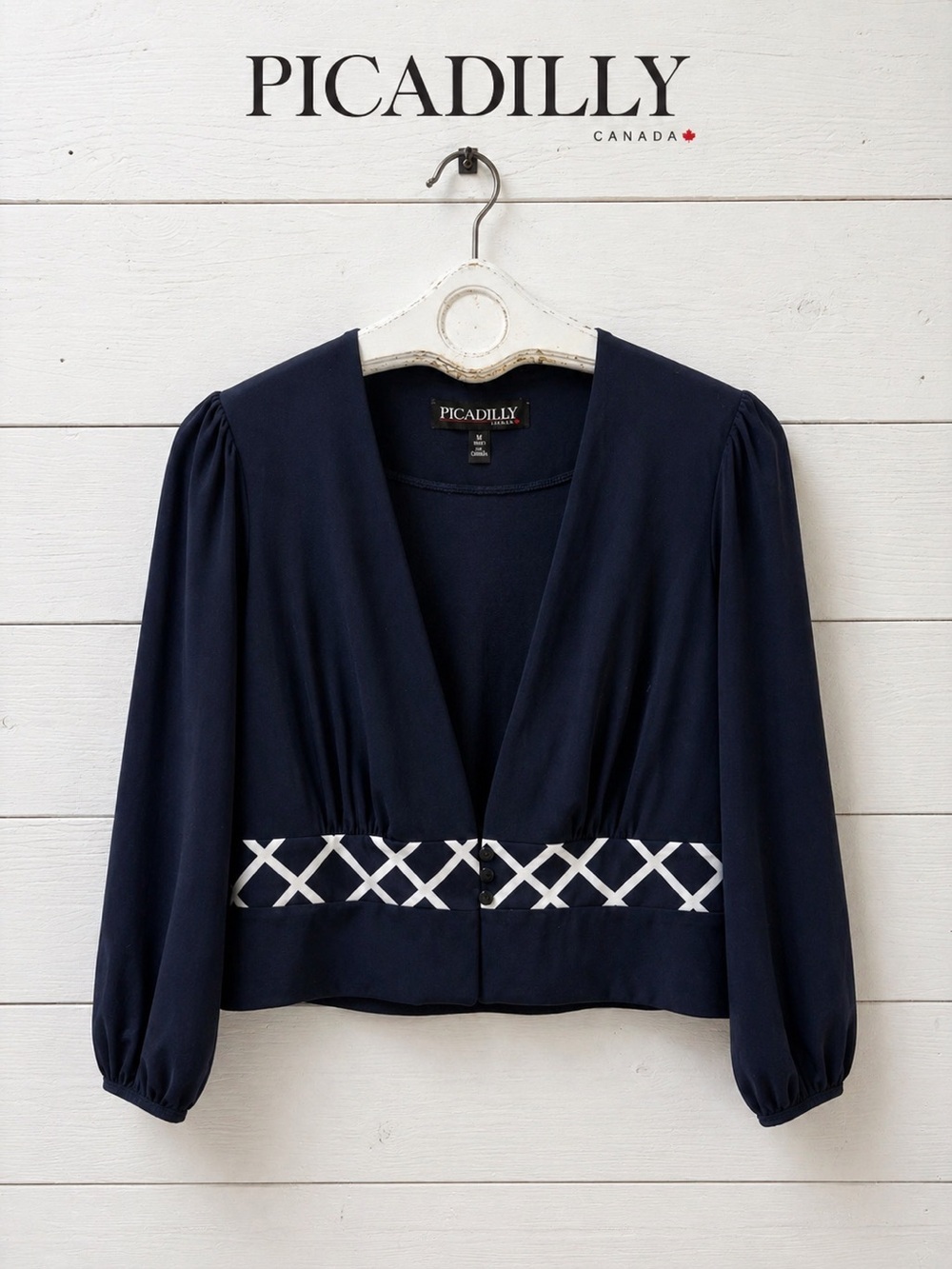 PICADILLY Navy Blue Cropped Blouse/ Jacket   – Size M